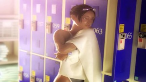 3d huge boobs asian brunette handjob in swimsuit