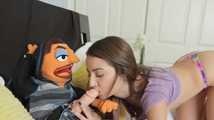 Brunette Lily Adams receiving facial cum loads