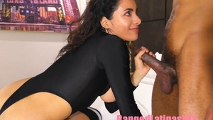 Thick latina sucking monster cock