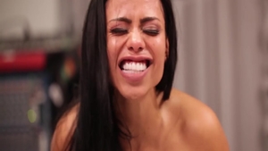 Cock sucking accompanied by large boobs ebony star Canela Skin