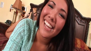 Attractive and big tits brunette pussy eating