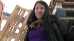 Cowgirl fuck outdoors between young doll