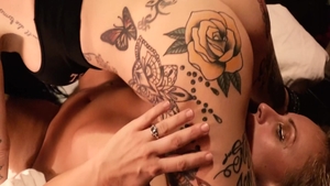 Orgy with inked babe