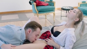 Large tits teacher enjoys hard nailining in HD