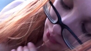 Busty redhead fetish cumshot