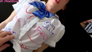 Teen chick in sexy stockings POV pounding in the school