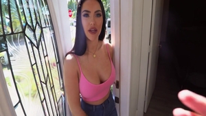 Cumshot between horny large boobs latina babe