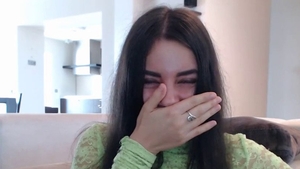 Fingering accompanied by booty european brunette