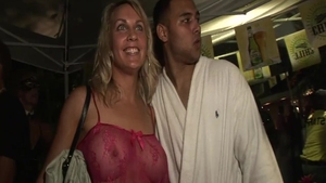 Gorgeous student first time flashing at the party