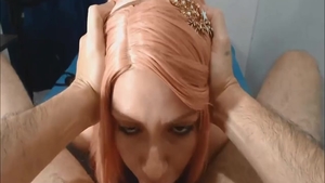 Deepthroat in company with charming latina girl