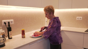 Hairy granny Pussy fucked in the kitchen