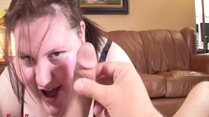 Chubby BBW POV blowjob at the audition in HD