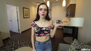 Shaved Aliya Brynn bends over sex tape