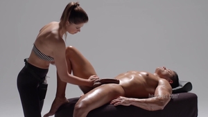 Very hot brunette handjob HD