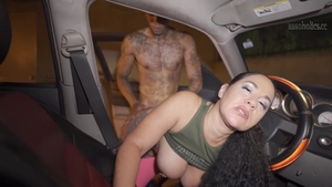 Inked thick latina brunette outdoors