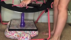 'Bouncing On A fake penis Using A Bungee Chair Sex Chair And A vibrator '