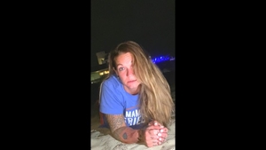 Perfect brunette masturbating outside