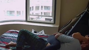Very hot korean coworker feels up to hard ramming