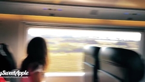 Creampied in the train along with amateur