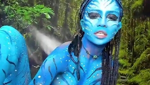 Young female cosplay fingering on Halloween HD