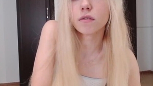 Solo petite & small tits blonde haired bends over on webcam