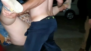 Big ass amateur finds irresistible reality threesome in public
