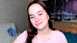 Natural brunette rides a hard dick live on webcam