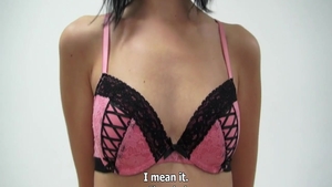 Petite small boobs brunette POV at castings