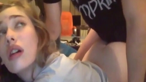 Sex scene in company with horny amateur