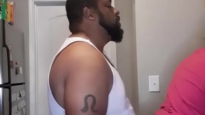 Ebony doggy fuck in the kitchen