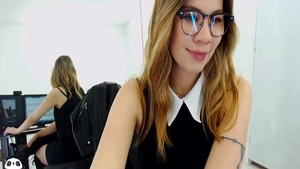 Solo classy wearing glasses amateur masturbation