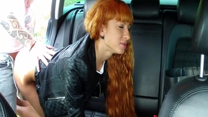 Doggy fuck in car accompanied by big butt princess