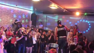 Huge tits whore in pantyhose stripteasing in the club