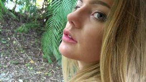 GF R.: 18 yr old Lilly Sapphire POV blowjob outdoors