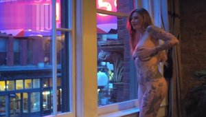 Masturbating in company with blonde hair