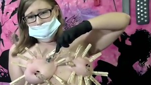 Chubby ebony amateur electro masturbating in HD