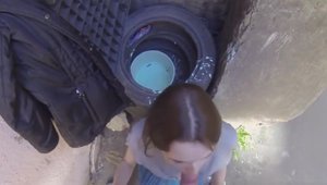 Babe POV doggy sex in public