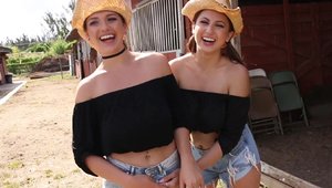 BFFs: 18 yr old Daisy Dukes helps with sex in shorts HD
