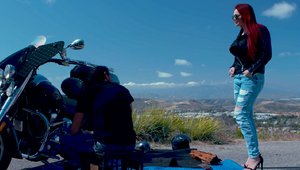 Erotica X: Redhead Skyla Novea bends over outdoors in HD