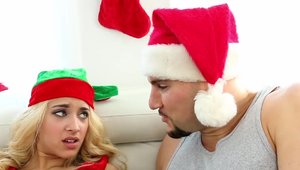 Exxxtra Small: Blonde hair Uma Jolie doggy style on Christmas