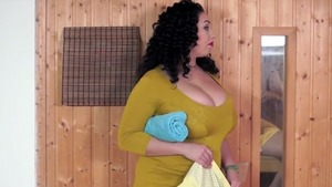 Curvy and huge tits babe cumshot in the spa