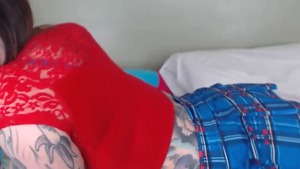 Tattooed girl masturbating on webcam