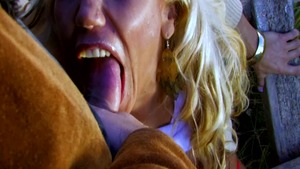 Blonde haired rough outdoors