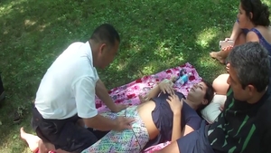 Bends to get fucked outdoors next to hottest amateur